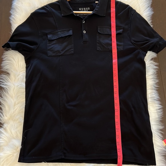 Guess Polo Black with Silver Buttons Functional Pockets 100% Cotton Large - Picture 4 of 5